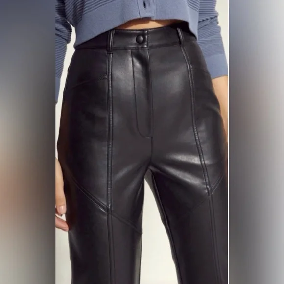 ARITZIA Wilfred Rebel Black Vegan Leather Cropped Pants - Picture 2 of 13